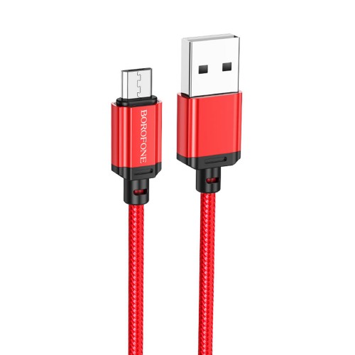 Кабель USB - микро USB Borofone BX87 Sharp, 1.0м, 2.4A, цвет: красный