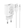 Блок питания 1 USB Borofone BA52A, 2100mA, белый, с кабелем
