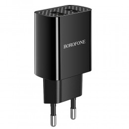 Блок питания сетевой 2 USB Borofone BA53A, Powerway, 2100mA, цвет: чёрный
