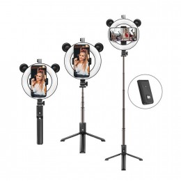 Лампа для селфи Borofone, PerfectPic BY6, Bluetooth, трипод, с пультом управления, LED подсветка, цвет: чёрный
