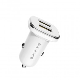 Блок питания автомобильный 2 USB Borofone BZ12, Lasting, 2400mA, цвет: белый
