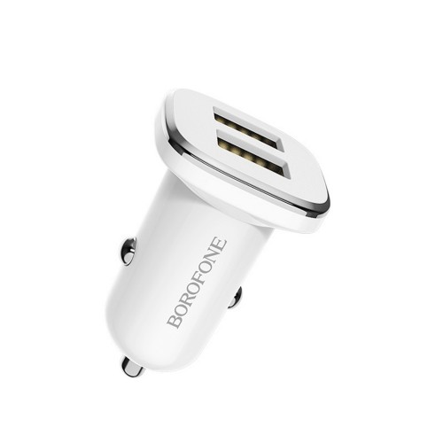 Блок питания автомобильный Borofone BZ12, 2 USB, 2400mA, белый
