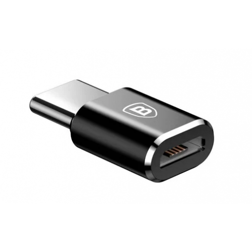 Переходник Type-C - микро USB 2.0(f) Baseus CAMOTG-01, 0.01м, плоский, пластик, OTG, цвет: чёрный