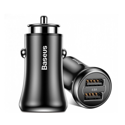 Блок питания автомобильный 2 USB Baseus F635, Gentleman, 4800mA, цвет: чёрный