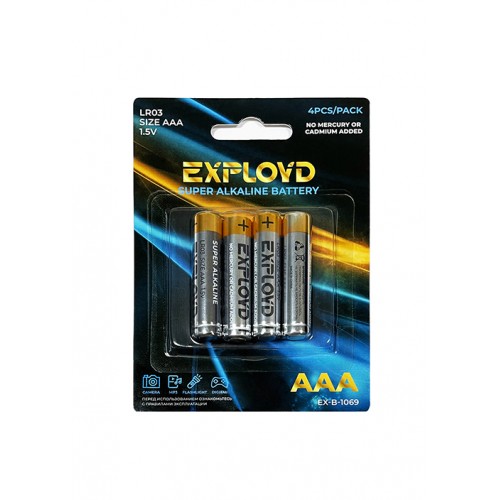 Батарейка AAA Exployd LR03-4BL Super Alkaline, 1.5B, (4/40/400), (арт.EX-B-1069)