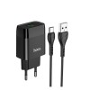 Блок питания сетевой 1 USB HOCO C72Q, Glorious, 2400mA, кабель Type-C, цвет: чёрный