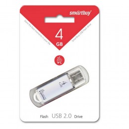 Флеш-накопитель 4Gb SmartBuy V-Cut, USB 2.0, пластик, серебряный