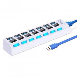 USB-концентратор SmartBuy SBHA-7307-W, 7 USB 2.0, цвет: белый