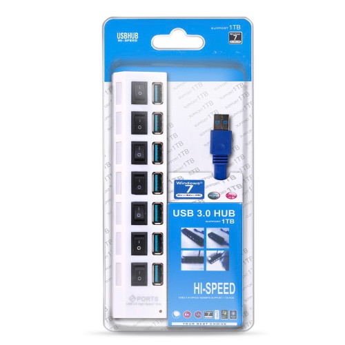 USB-концентратор SmartBuy SBHA-7307-W, 7 USB 2.0, цвет: белый