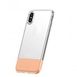 Чехол силиконовый Baseus для APPLE iPhone XS, Half to Half, цвет: золотой