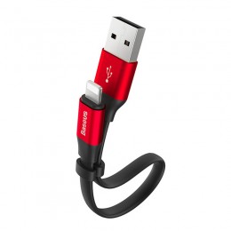 Кабель USB - 8 pin Baseus Nimble, 0.23м, 2.0A, цвет: чёрный, красная вставка
