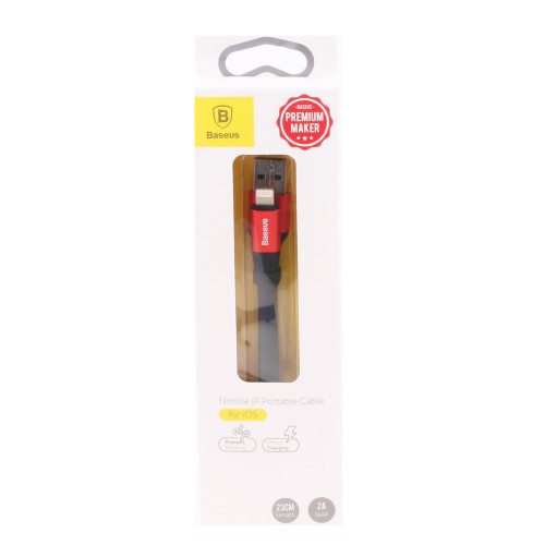 Кабель USB 8 pin Baseus Nimble, 0.23м, 2.0A, чёрный/красный
