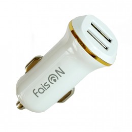 Блок питания автомобильный 2 USB FaisON Z1, Ring, 2100mA, цвет: белый
