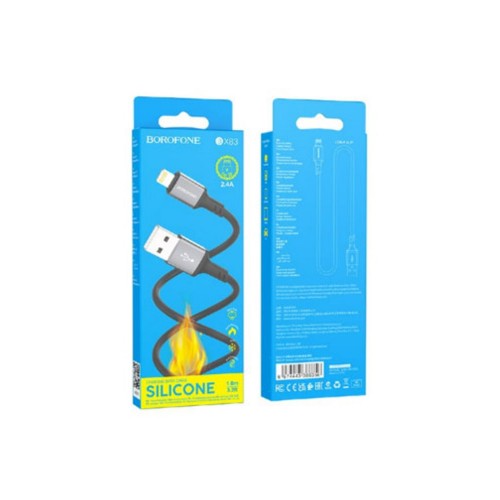 Кабель USB - 8 pin Borofone BX83 Famous, 1.0м, 2.4A, цвет: чёрный