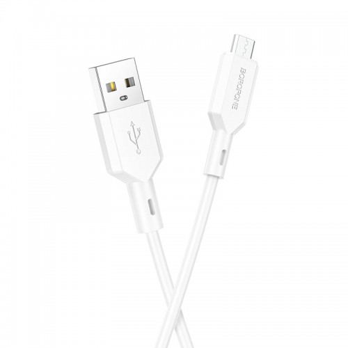 Кабель USB - микро USB Borofone BX70 Shengda, 1.0м, круглый, 2.4A, силикон, цвет: белый