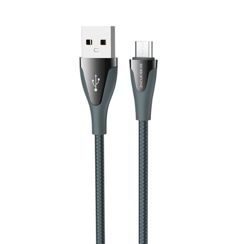 Кабель USB - микро USB Borofone BU20 Advantageous, 1.2м, круглый, 2.4A, нейлон, цвет: зелёный