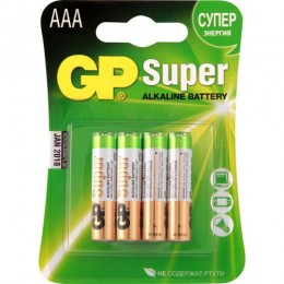 Батарейка AAA GP LR03-4BL Super Alkaline, 1.5В, (4/40/160)