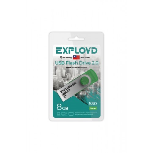 Флеш-накопитель 8Gb Exployd 530, USB 2.0, пластик, зелёный