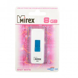 Флеш-накопитель 8Gb Mirex SHOT, USB 2.0, пластик, белый