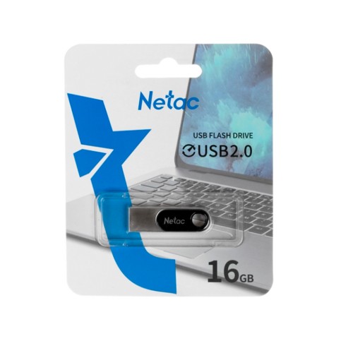 Флеш-накопитель 16Gb Netac U278, USB 2.0, металл, серебряный, чёрная вставка