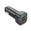 Блок питания автомобильный USB, Type-C Borofone BZ28A, Trophie, 5V, 3.0A, 30Вт, PD, QC 3.0, цвет: черный