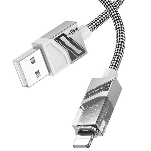 Кабель 8 pin - USB Borofone BU42 Octavia, 1.2м, 2.4A, цвет: серый