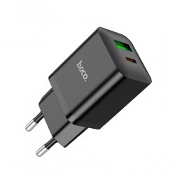 Блок питания сетевой 1 USB, Type-C HOCO N28, Founder, 3000mA, 20Вт, QC3.0, PD3.0, цвет: чёрный