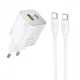 Блок питания сетевой 1 USB, Type-C HOCO N41, Almighty, 5V, 3.0A, 20Вт, PD20W/ QC3.0/ FCP/ AFC, кабель Type-C, Type-C, 1.0м, цвет: белый