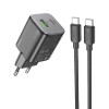 Блок питания сетевой 1 USB, Type-C HOCO N41, Almighty, 5V, 3.0A, 20Вт, PD20W/ QC3.0/ FCP/ AFC, кабель Type-C, Type-C, 1.0м, цвет: черный