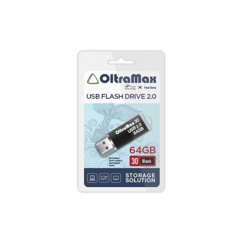 Флеш-накопитель 64Gb OltraMax Drive 30, USB 2.0, пластик, чёрный