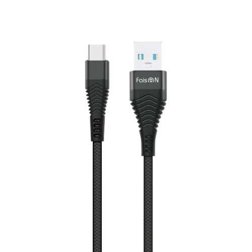 Кабель USB - Type-C FaisON HU53 Flash, 1.0м, 5.0A, цвет: чёрный