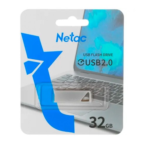 Флеш-накопитель 32Gb Netac U326, USB 2.0, металл, серебряный