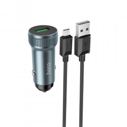 Блок питания автомобильный 1 USB HOCO Z49A, Level, 18Вт, QC3.0, кабель микро USB 1.0м, цвет: серый