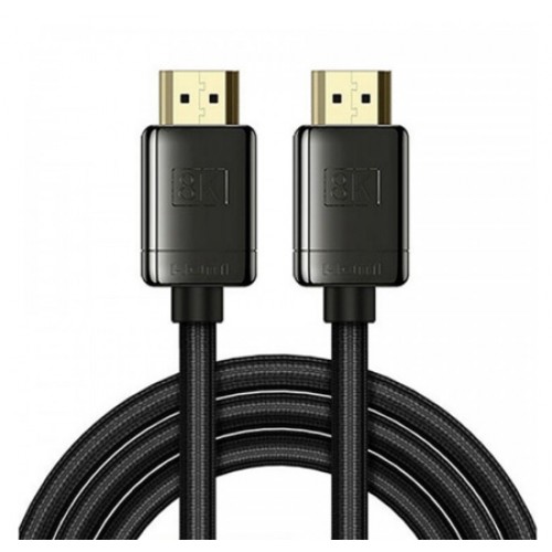 Кабель HDMI - HDMI Baseus WKGQ030201 High definition, 1.5м, круглый, силикон, версия 2,0, 4K, цвет: чёрный