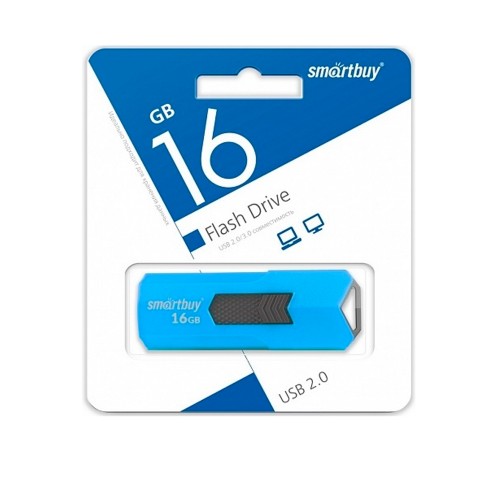 Флеш-накопитель 16Gb SmartBuy Stream, USB 2.0, пластик, синий