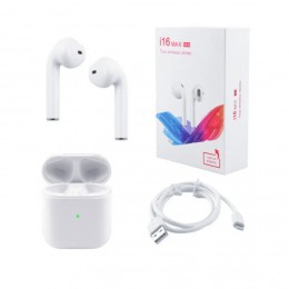 Наушники внутриканальные без бренда I16-max, bluetooth, цвет: белый
