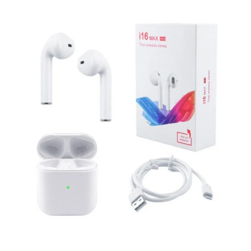 Наушники I16-max Bluetooth внутриканальные белые
