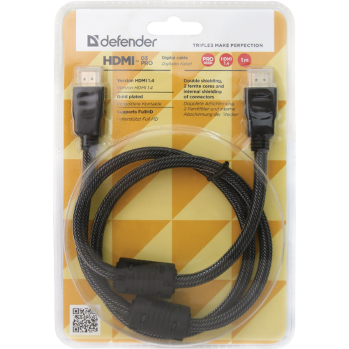 Кабель HDMI - HDMI Defender 03PRO, 1.0м, цвет: чёрный