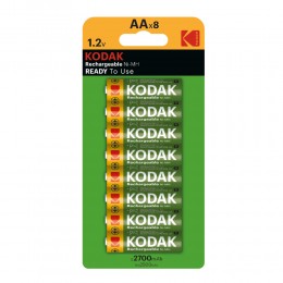 Аккумулятор AA Kodak, HR6-8BL, Rechargeable, 2700mAh, (8 шт/уп)