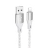 Кабель USB - 8 pin Borofone BX96 Ice Crystal, 1.0м, 2.4A, цвет: серый