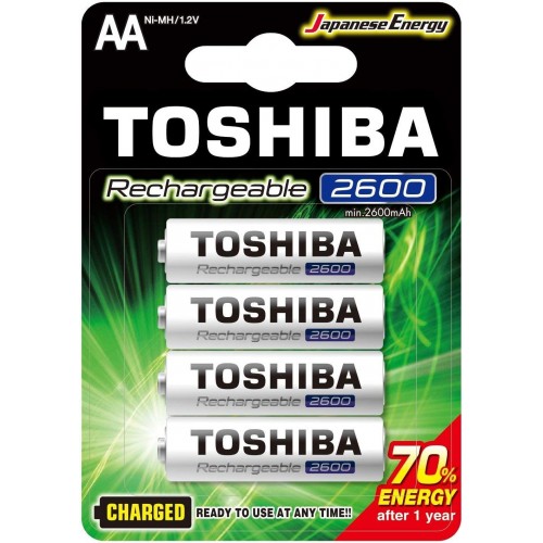 Аккумулятор AA Toshiba, R06-4BL, 2600mAh, в бумажной упаковке, (4/10/100), 4шт