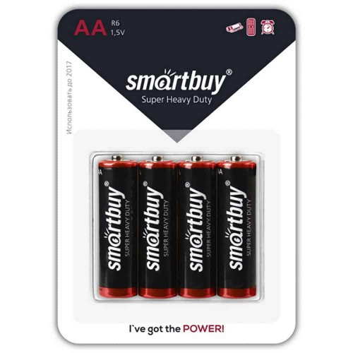 Батарейка AA SmartBuy R06-4BL, 1.5В, (4/48/960)