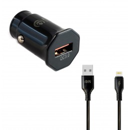 Блок питания автомобильный 1 USB FaisON A-20, EDGE, 3000mA, QC3.0, кабель 8 pin, 1.0 м, цвет: чёрный

