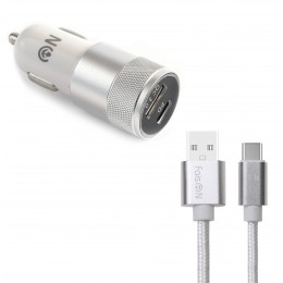 Блок питания автомобильный 1 USB, 1 Type-C FaisON A-23, Team, 3000mA, QC3.0, PD3.0, кабель Type-C, цвет: белый
