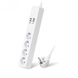 Удлинитель электрический Power Socket BKL-03-3, 2.0м, 4 розетки, 2 Type-C, 4 USB, 3.1A, выключатель, цвет: белый
