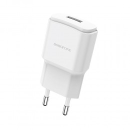 Блок питания сетевой 1 USB Borofone BA48A, Orion, 2100mA, цвет: белый
