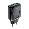 Блок питания Borofone BA54A 2 USB, 18Вт, QC3.0, чёрный
