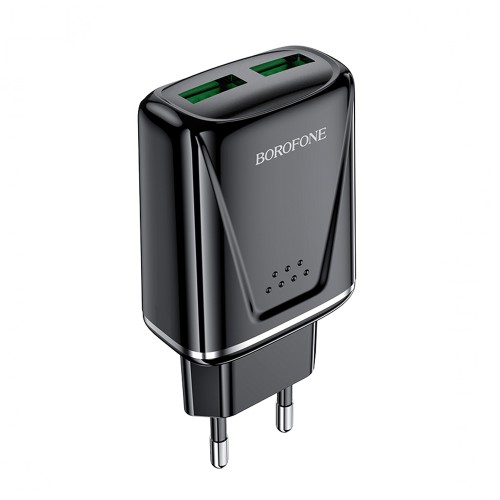 Блок питания Borofone BA54A 2 USB, 18Вт, QC3.0, чёрный
