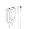 Блок питания Borofone BA54A 2 USB, 18Вт, QC3.0, белый
