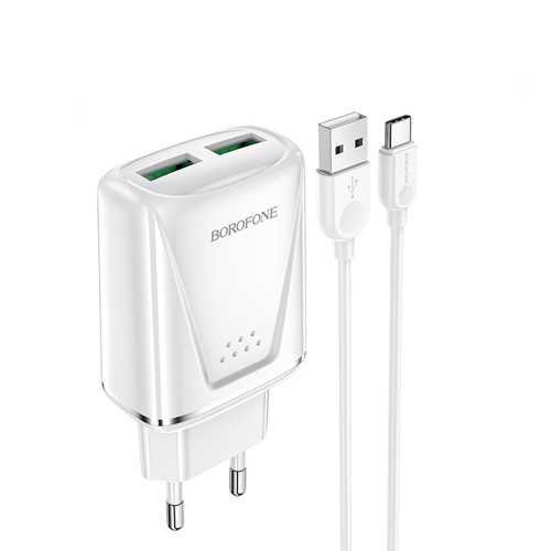 Блок питания Borofone BA54A 2 USB, 18Вт, QC3.0, белый
